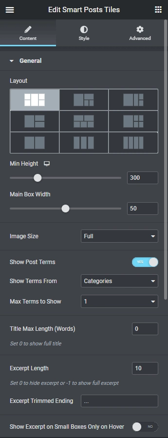 JetBlog Post Tile Widget Options