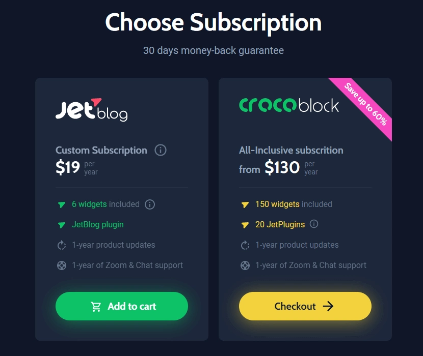 JetBlog Pricing Plugin for Elementor